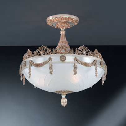 Art 970/6PL cast ceiling lamp cut glass