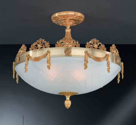 Art 970/6PL cast ceiling lamp cut glass