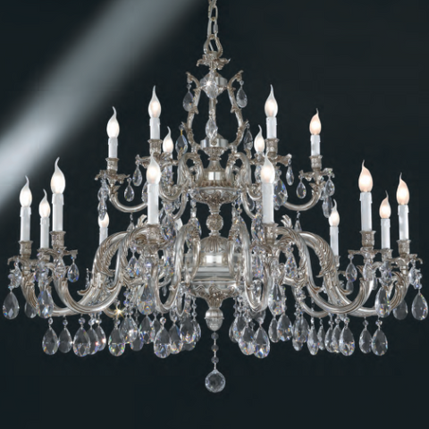 Art. 1635/12+6 Cast Chandelier Crystal Schoeler