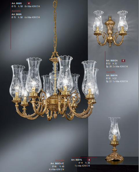 Art 860/8 Cast Chandelier Cut Glass