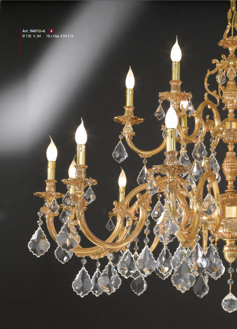 Art 940/12+6 cast chandelier crystal Schoeler