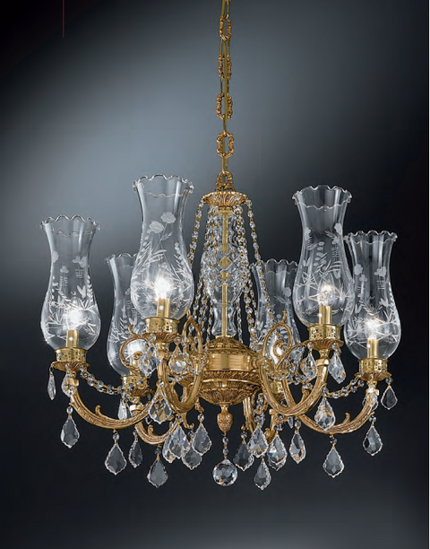 Art 865/6 Cast Chandelier Crystal Schoeler / Cut Glass